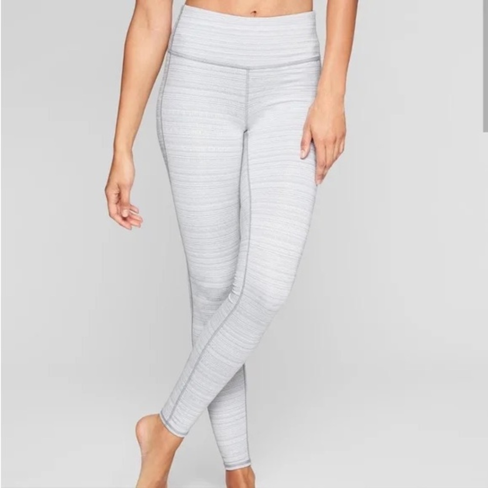 Athleta Jacquard Textured Leggings, silver, Size L
